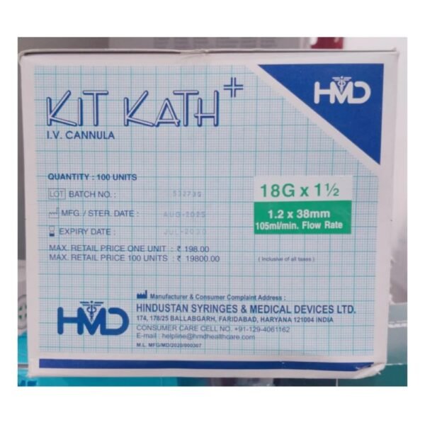 Kitkath IV Canula 18G Box of 100
