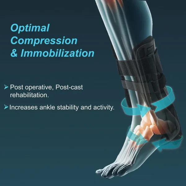 ankle splintdesigned to immobilize, support and stabilize the ankle joint. in injury, or offer protection to people prone to ankle injuries. rigid exoskeleton shell design gives better protection and control of the inversion or aversion of the ankle. *use this product under the guidance of a qualified doctor