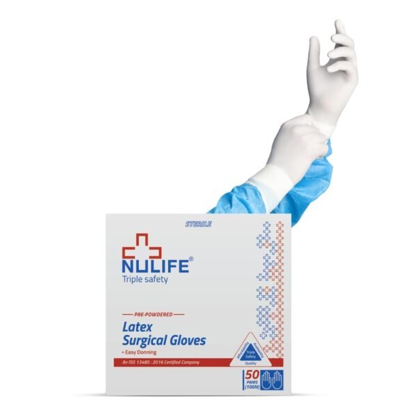 Nulife Latex Sterile Surgical Gloves Powdered 7.5 Pack of 50 Pairs