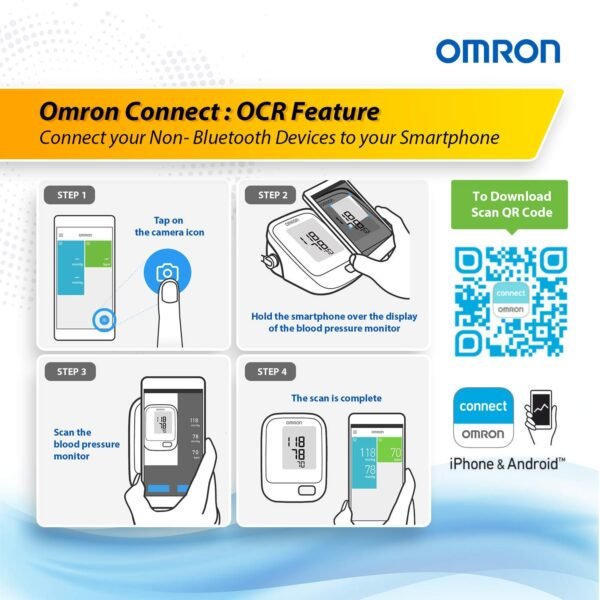 omron hem 7121j fully automatic digital arm blood pressure monitor with intellisense technology & cuff wrapping guide for most accurate measurement (white)