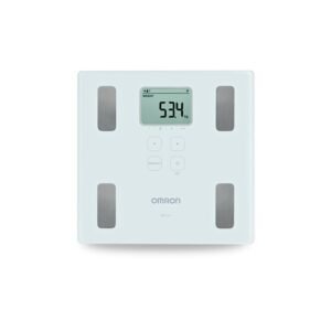 omron hbf 214 digital full body composition monitor with 4 user & guest mode feature to monitor bmi, body age, vesceral fat level, body fat & skeletal muscle percentage (white)