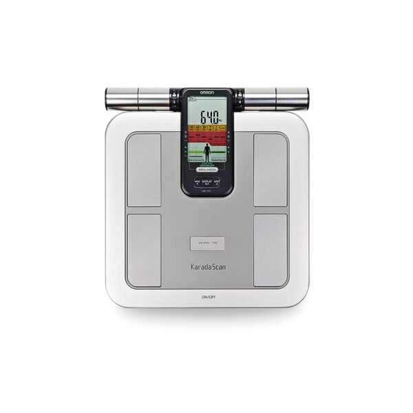 omron karada scan body composition monitor hbf 375, 140 kg, silver