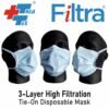 THEA-TEX 3Ply Tie On Surgical Mask Blue( Box of 50)