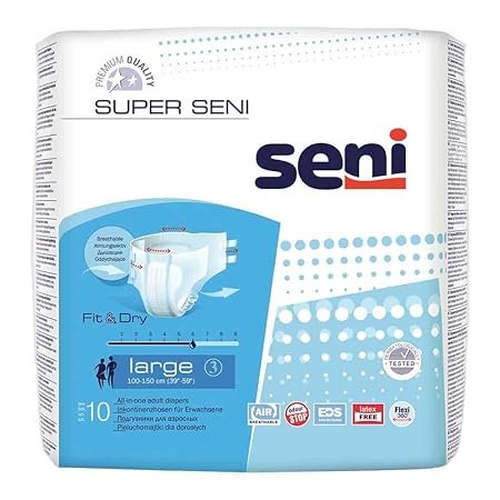 LARGE SENI Super Adult Diapers - Large 10 Piece