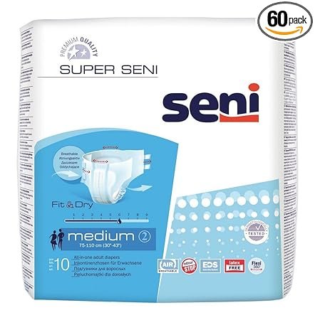 MEDIUM SENI Super Adult Diapers - Medium 10 Piece