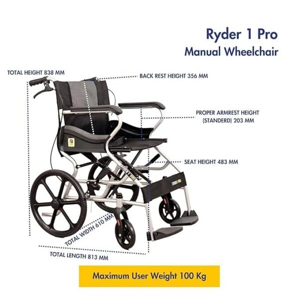 Ryder 1 Pro: Lightweight & Foldable Manual Wheelchair
