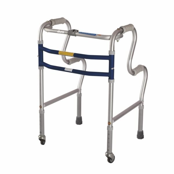 Vissco Dura Step Walker (Aluminium) with Wheel, Foldable Walking Aid-2939