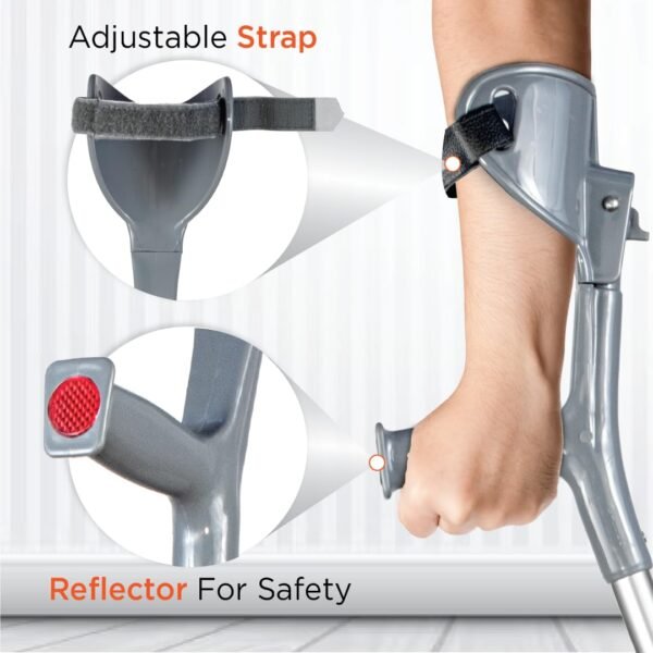 2 Vissco Astra Max Elbow Crutch Quadripod Base-Grey-0904/QS