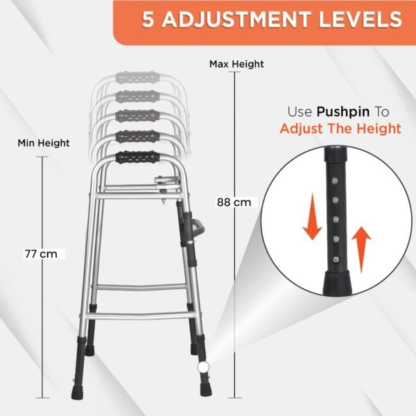 Vissco Dura Lite Foldable Aluminium Walker for Elderly Physically Challenged-2903
