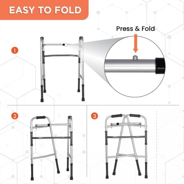 Vissco Dura Lite Foldable Aluminium Walker for Elderly Physically Challenged-2903