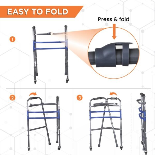 Vissco Medipedic Foldable Walker with Rotating Castor-0936