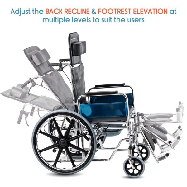 Rapid Surgicals 609 GC Reclining Wheelchair With Commode