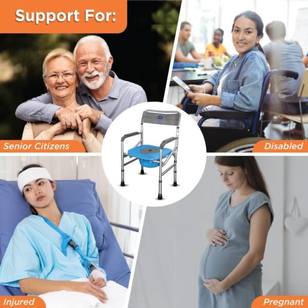 Vissco Comfort 3 in 1 Foldable Commode Shower Chair -Grey 2996A