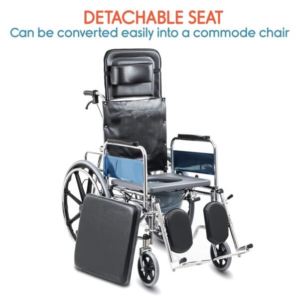 Rapid Surgicals 609 GC Reclining Wheelchair With Commode